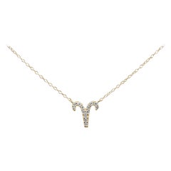 18k Solid Gold Diamond Necklace Aries Zodiac Sign Zodiac Jewelry Gift for Aries