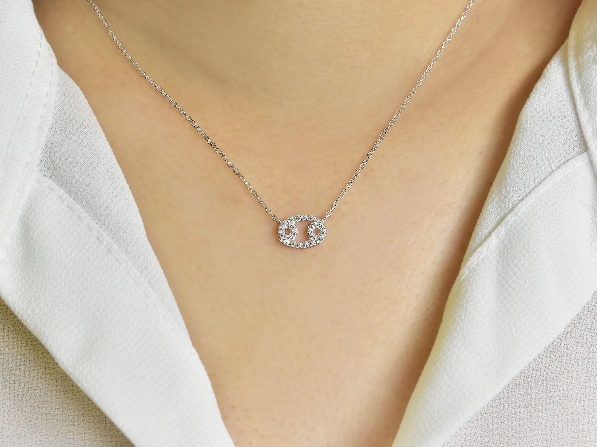 18k Solid Gold Diamond Necklace Cancer 