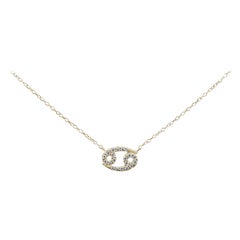 18k Solid Gold Diamond Necklace Cancer Zodiac Sign Birth Sign Necklace