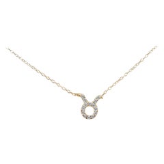 18k Solid Gold Diamond Necklace Taurus Zodiac Sign Diamond Zodiac Pendant