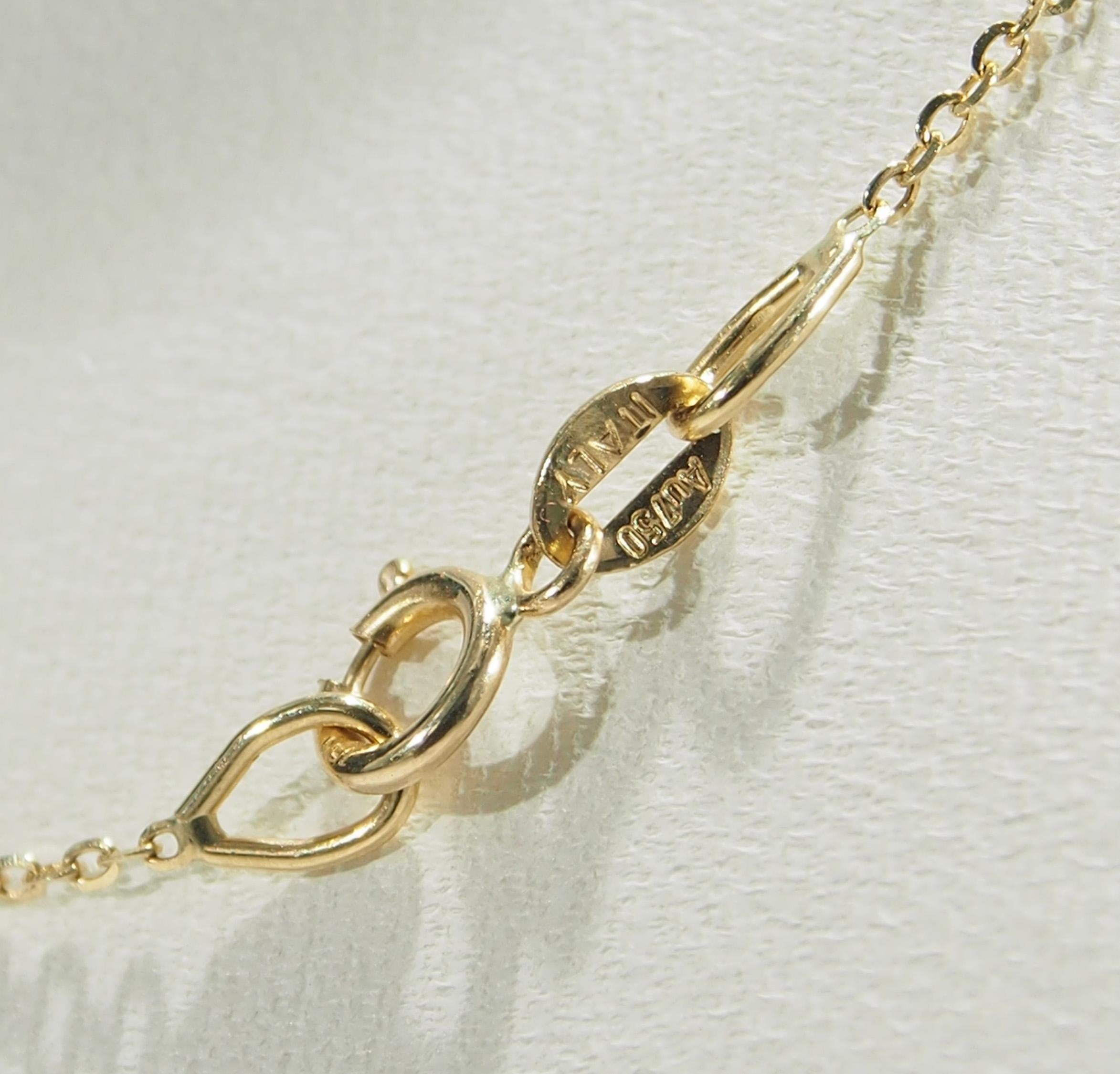 Women's or Men's 18 Karat Diamond Necklace Yellow Gold Marquise Shape Geometric 0.41 Carat For Sale