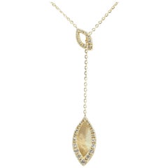 18 Karat Diamond Necklace Yellow Gold Marquise Shape Geometric 0.41 Carat