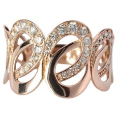 18k Diamant verschnörkeltes Band. 18k Roségold Filigraner, filigraner, aufwändiger, komplizierter, offener Ring.