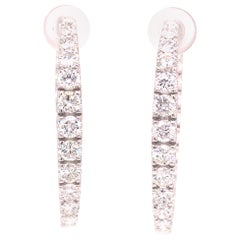 18K Diamond Oval Graduated In/Out Hoop Earrings White Gold