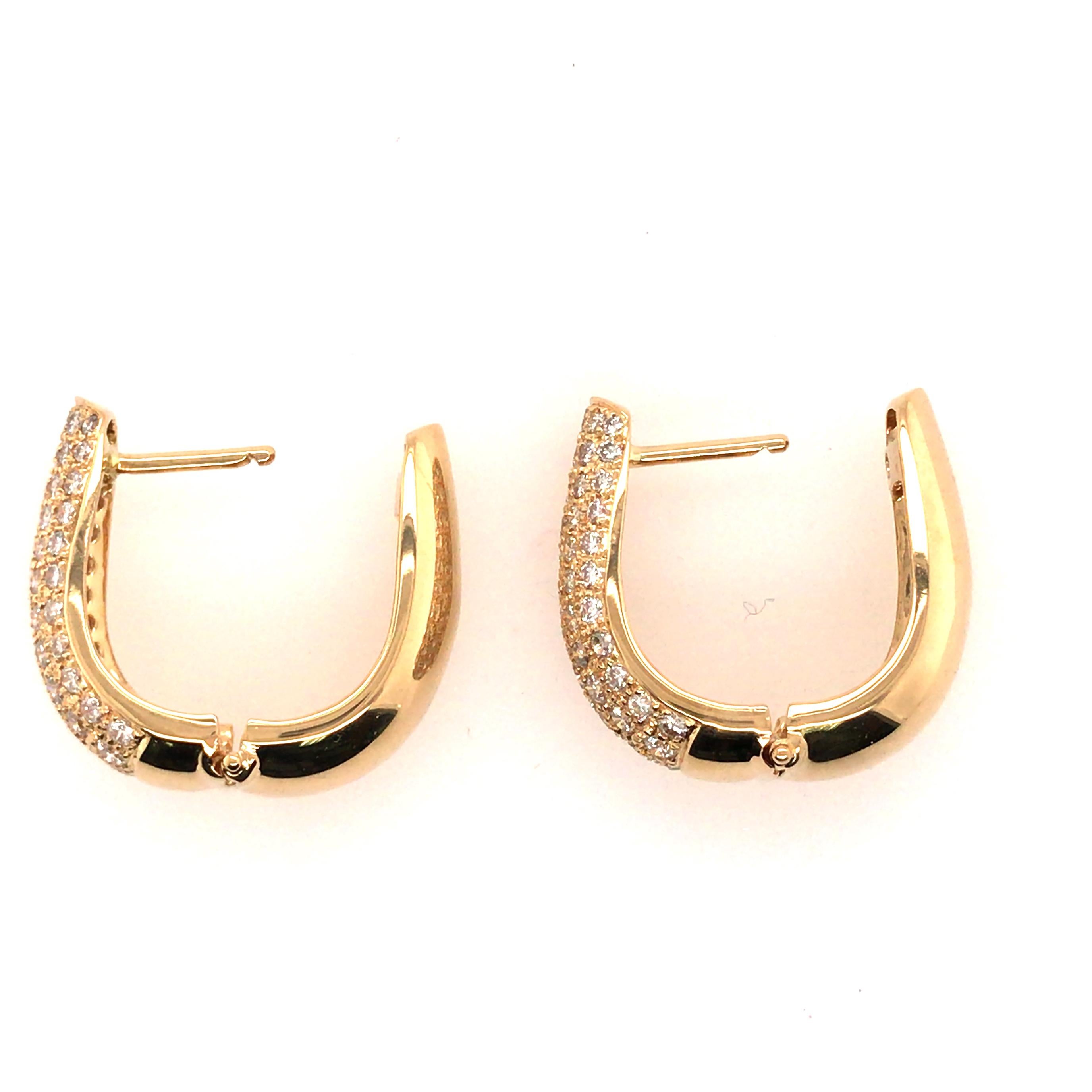 18 Karat Diamond Oval Huggie Earrings Yellow Gold For Sale 3