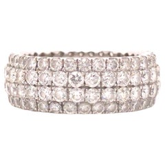 18K Diamond Pave 4-Row Band White Gold