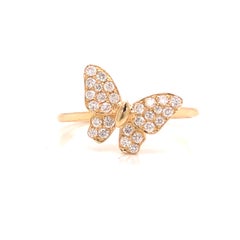 18K Diamond Pave Butterfly Ring Yellow Gold