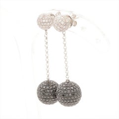 18k Diamond Pave Cluster Earrings. Black Diamond Disco Balls dangle earrings.