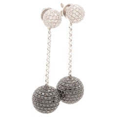 18k Diamond Pave Cluster Earrings. Black Diamond Disco Balls dangle earrings.