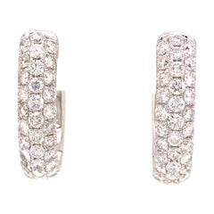 18K Diamond Pave Elongated Hoop Earring White Gold 18K Diamond Pave Elongated Hoop Earring White Gold
