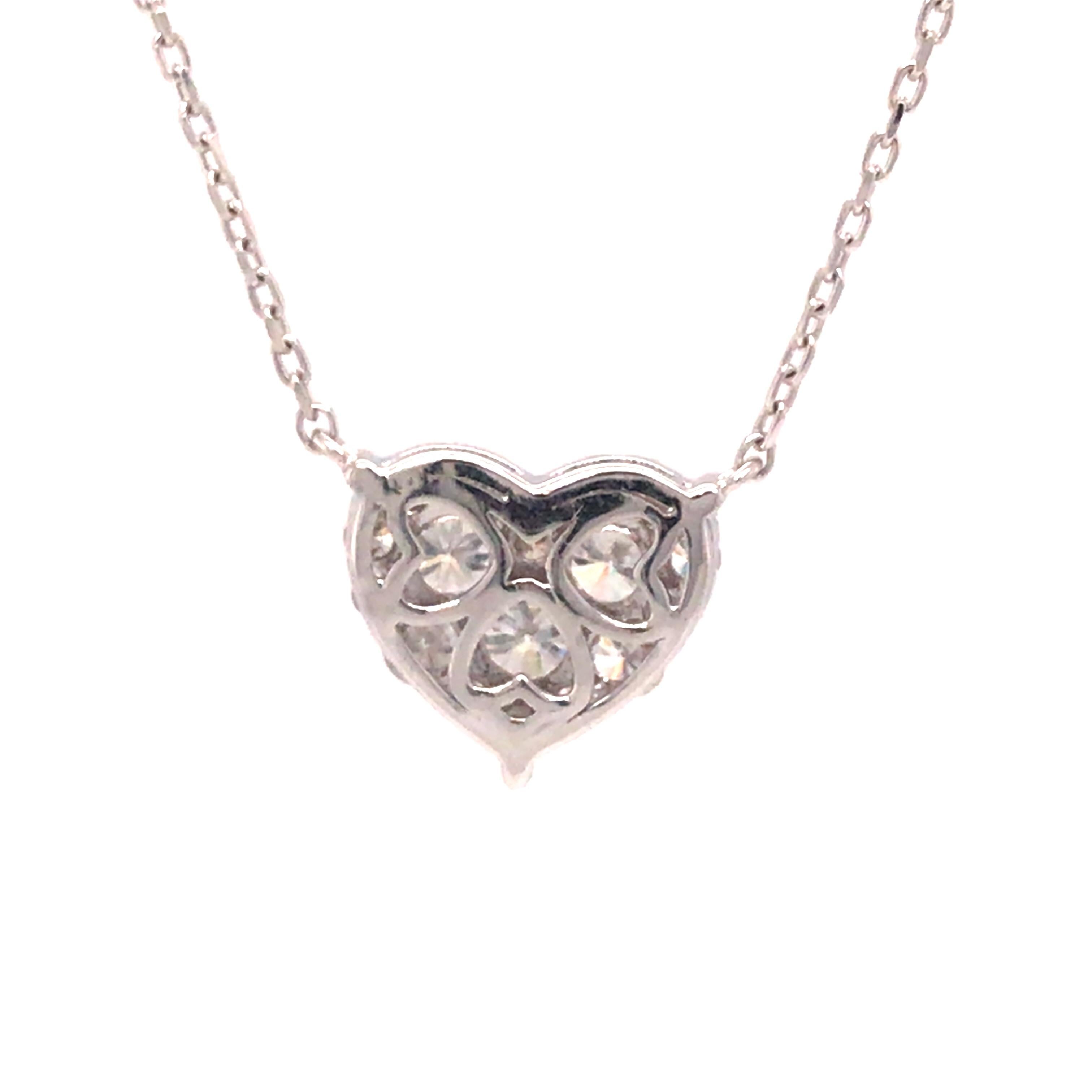 Women's 18K Diamond Pave Heart Necklace White Gold
