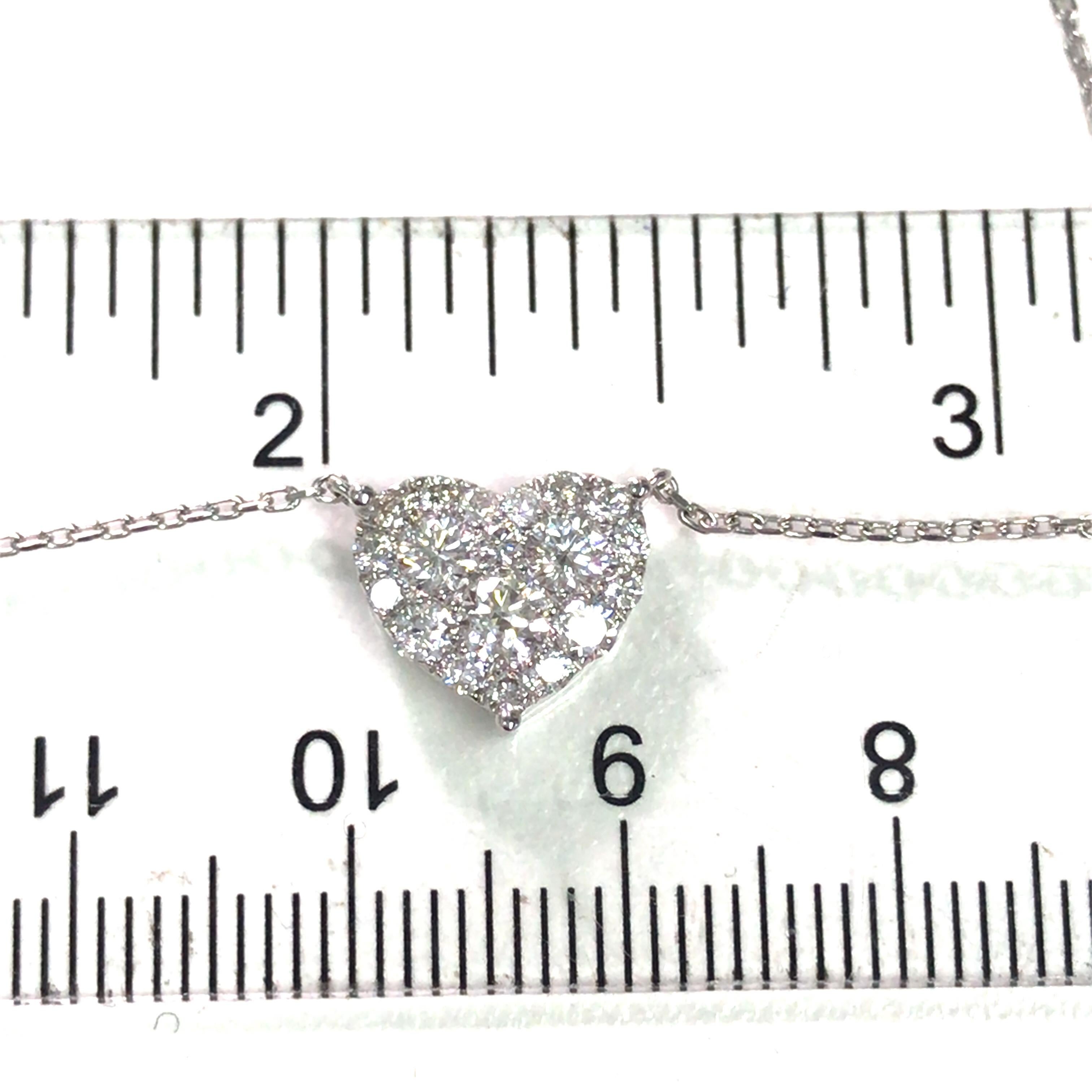 18 Karat Diamant Pave Herz Halskette Weißgold 2