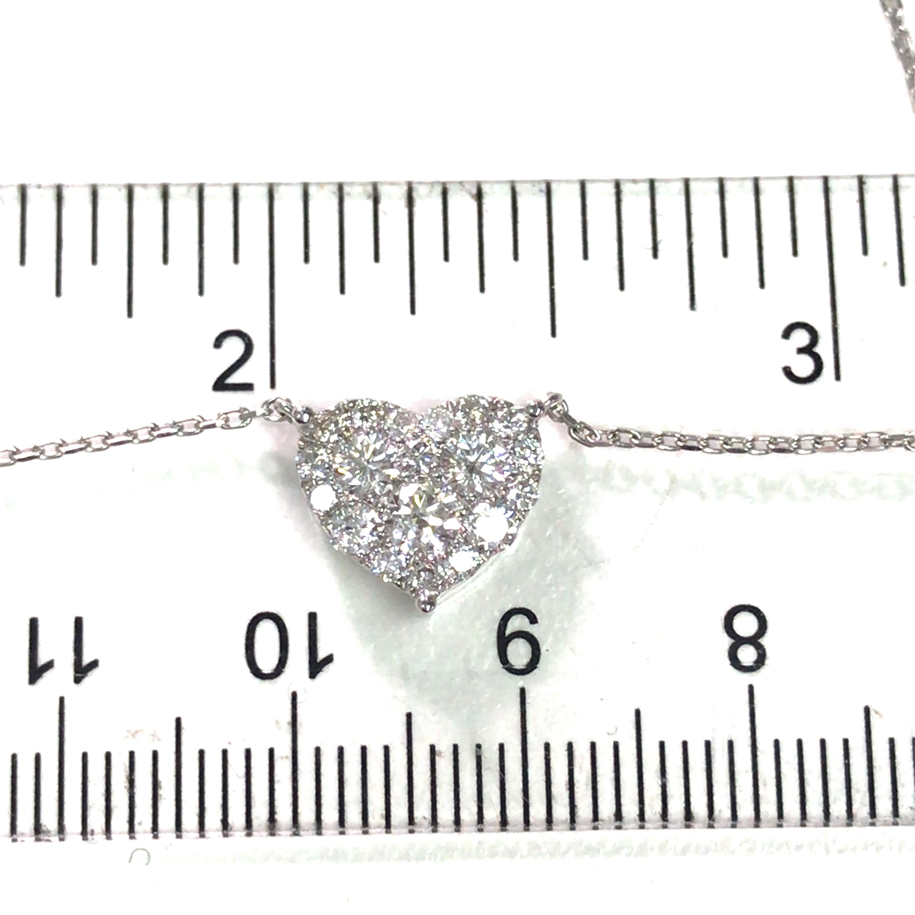 18K Diamond Pave Heart Necklace White Gold 2