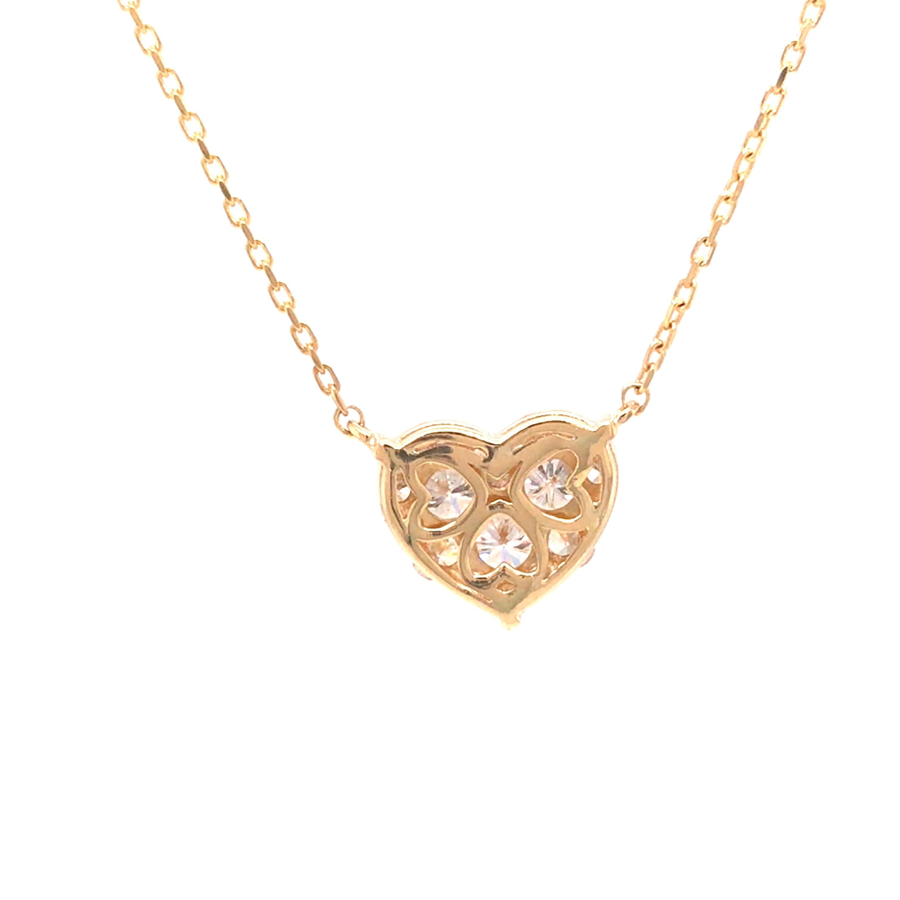 18K Diamond Pave Heart Necklace Yellow Gold 1