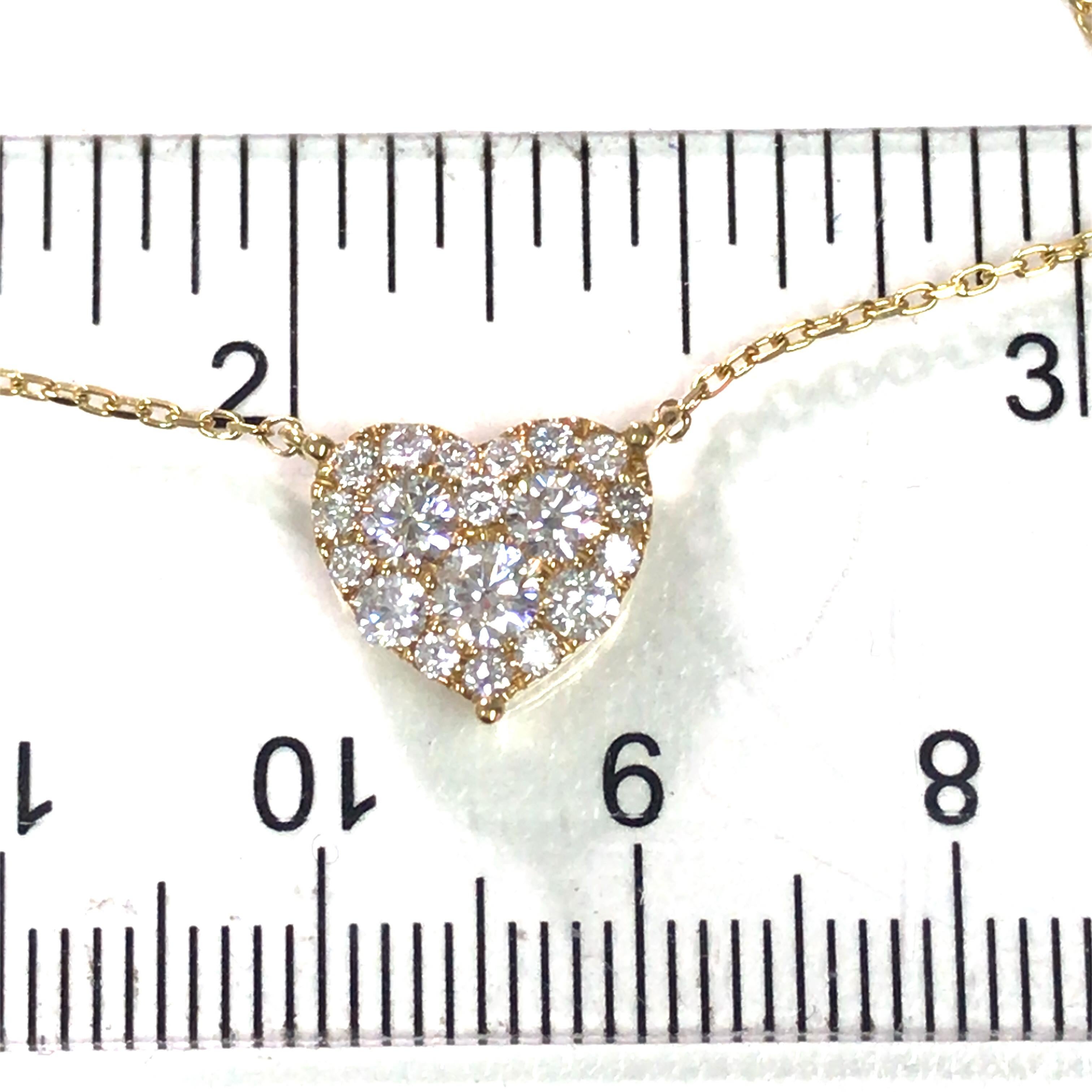 18K Diamond Pave Heart Necklace Yellow Gold 3