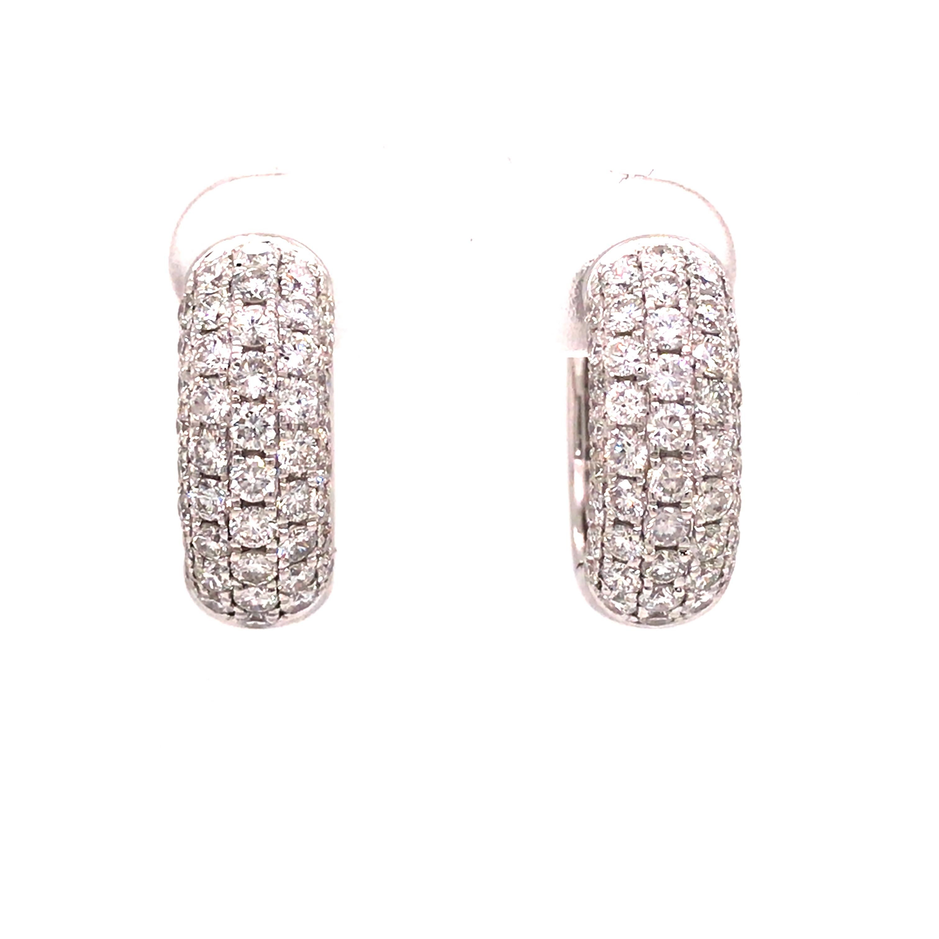 white gold pave huggie earrings