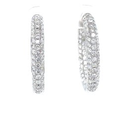 18k Diamond Pave Oval Shape Hoops White Gold