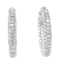 18k Diamond Pave Oval Shape Hoops White Gold