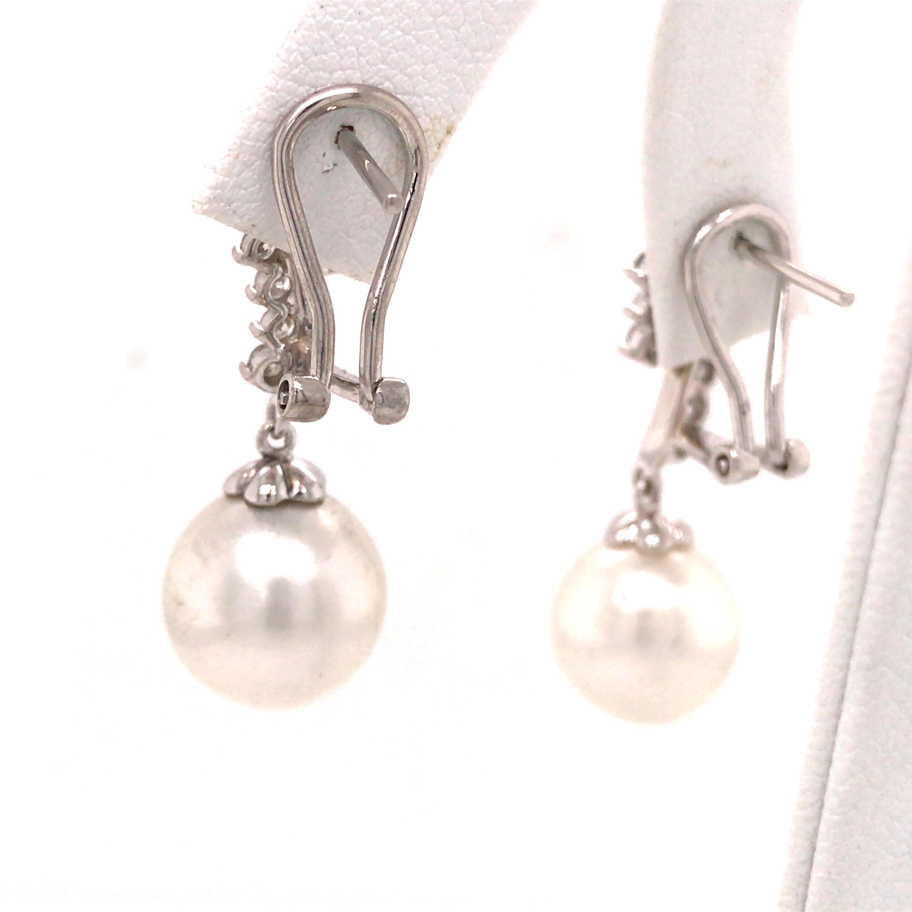 diamond stud pearl drop earrings
