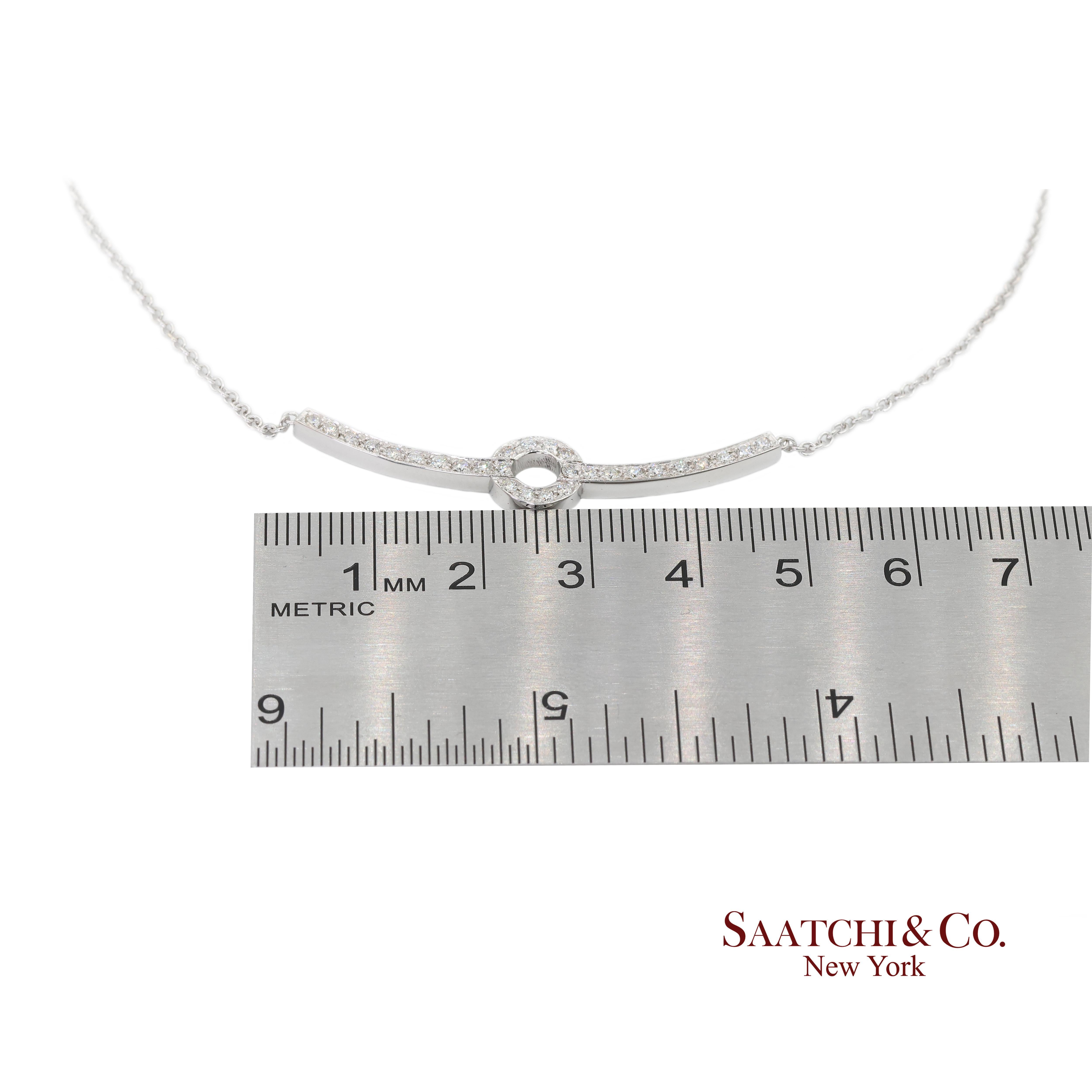 18k Diamant-Anhänger Halskette Frauen 16in Weißgold zierlich Pavé Modern im Angebot 4