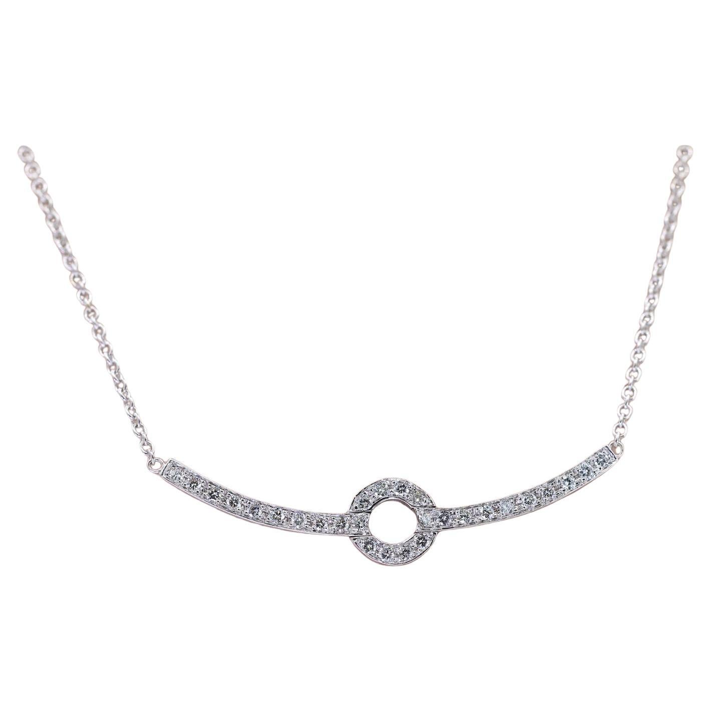 18k Diamant-Anhänger Halskette Frauen 16in Weißgold zierlich Pavé Modern im Angebot