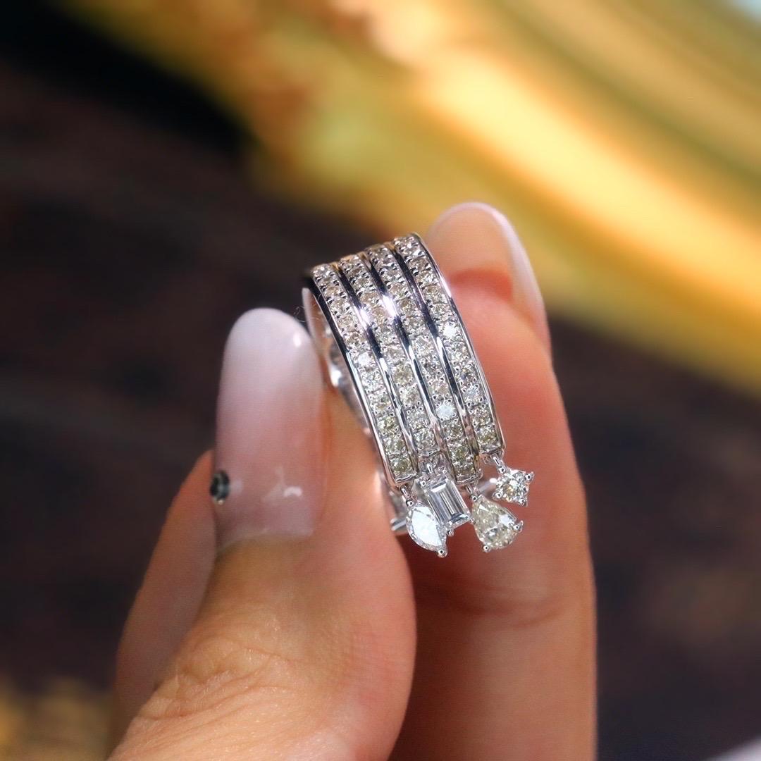 18k Diamond Pinkie Ring with 1.6 Ct Diamond In New Condition For Sale In Duluth, GA