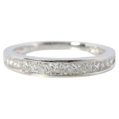 18k Diamond Princess eternity band. 18k White Gold 0.5ctw half anniversary Ring.