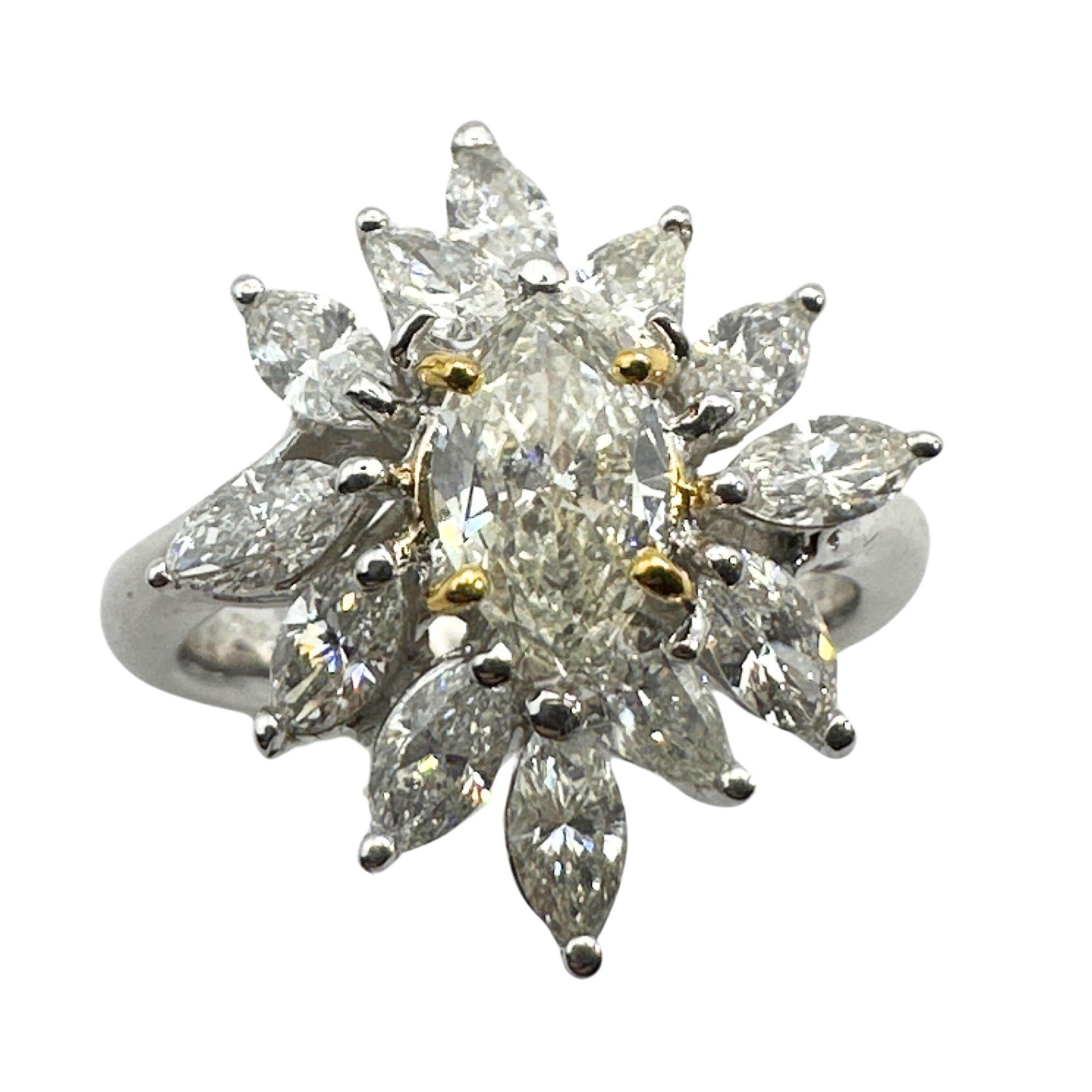 This 18k Diamond Ring is the perfect blend of elegance and sophistication. Made with 18k white and yellow gold, it features stunning 1.59 carats of diamonds. With a ring size of 6.25 and a weight of 5.8 grams, this ring is in good condition with