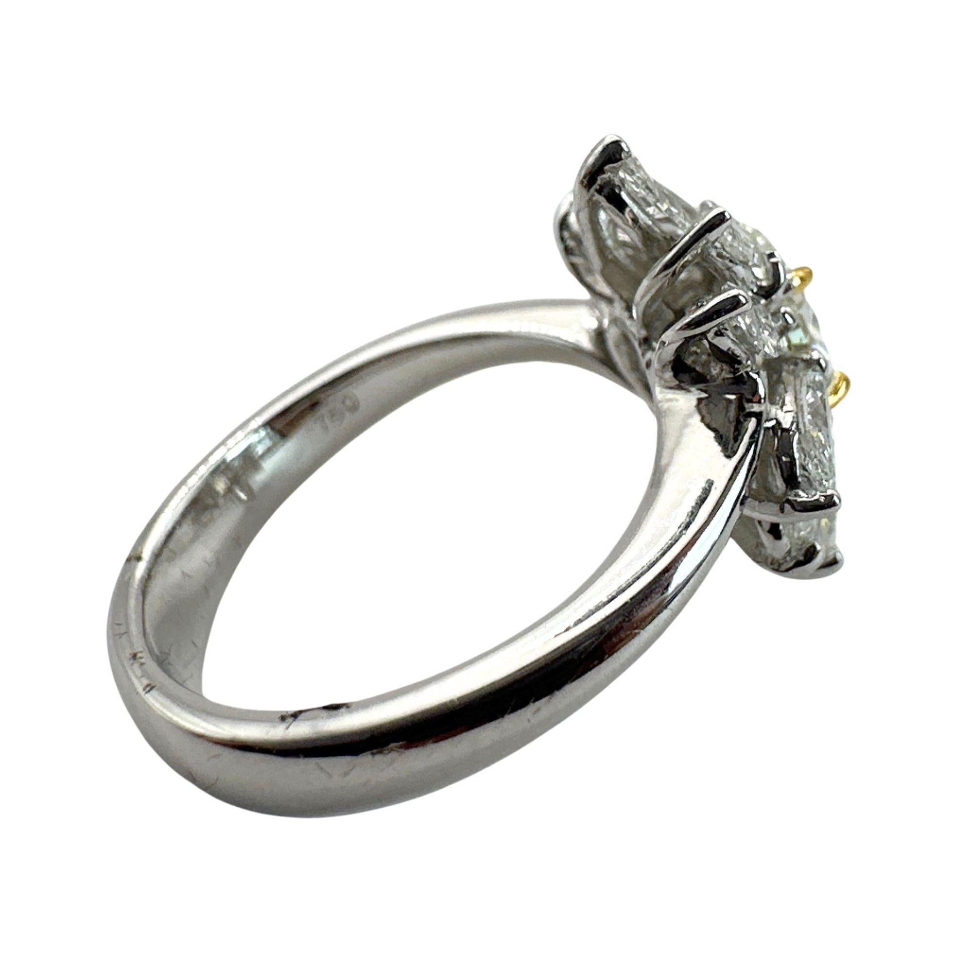 18k Diamond Ring with Marquise Center For Sale 3