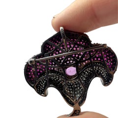 18K Diamond, Ruby and Pink Sapphire Pendant and Brooch