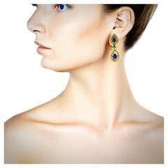 18K Diamond & Sapphire Contemporary Earrings