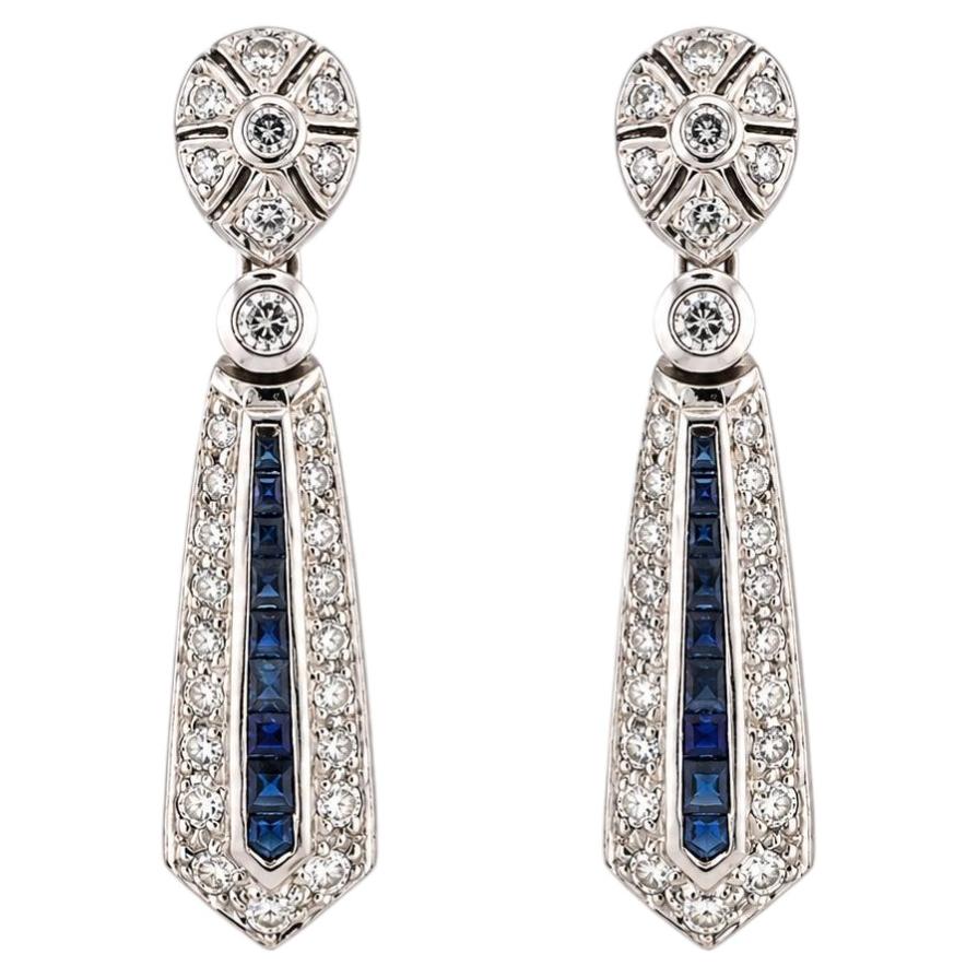 18k Diamond & Sapphire Earrings