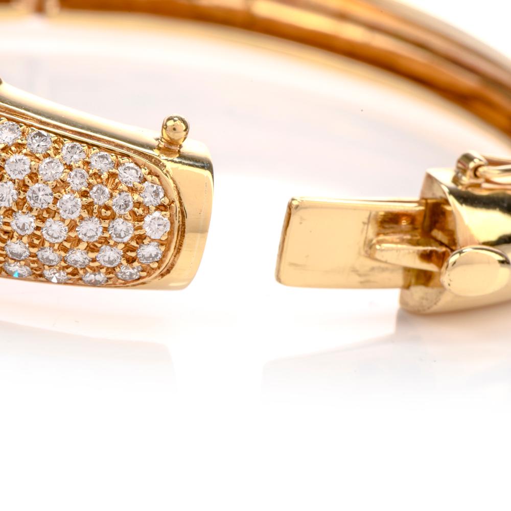 Round Cut 18 Karat Diamond Sapphire Emerald Ruby Gold Bangle Bracelet For Sale