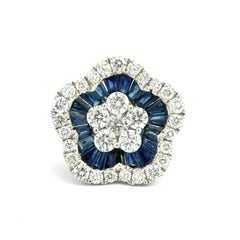 18k Diamond Sapphire Flower Ring
