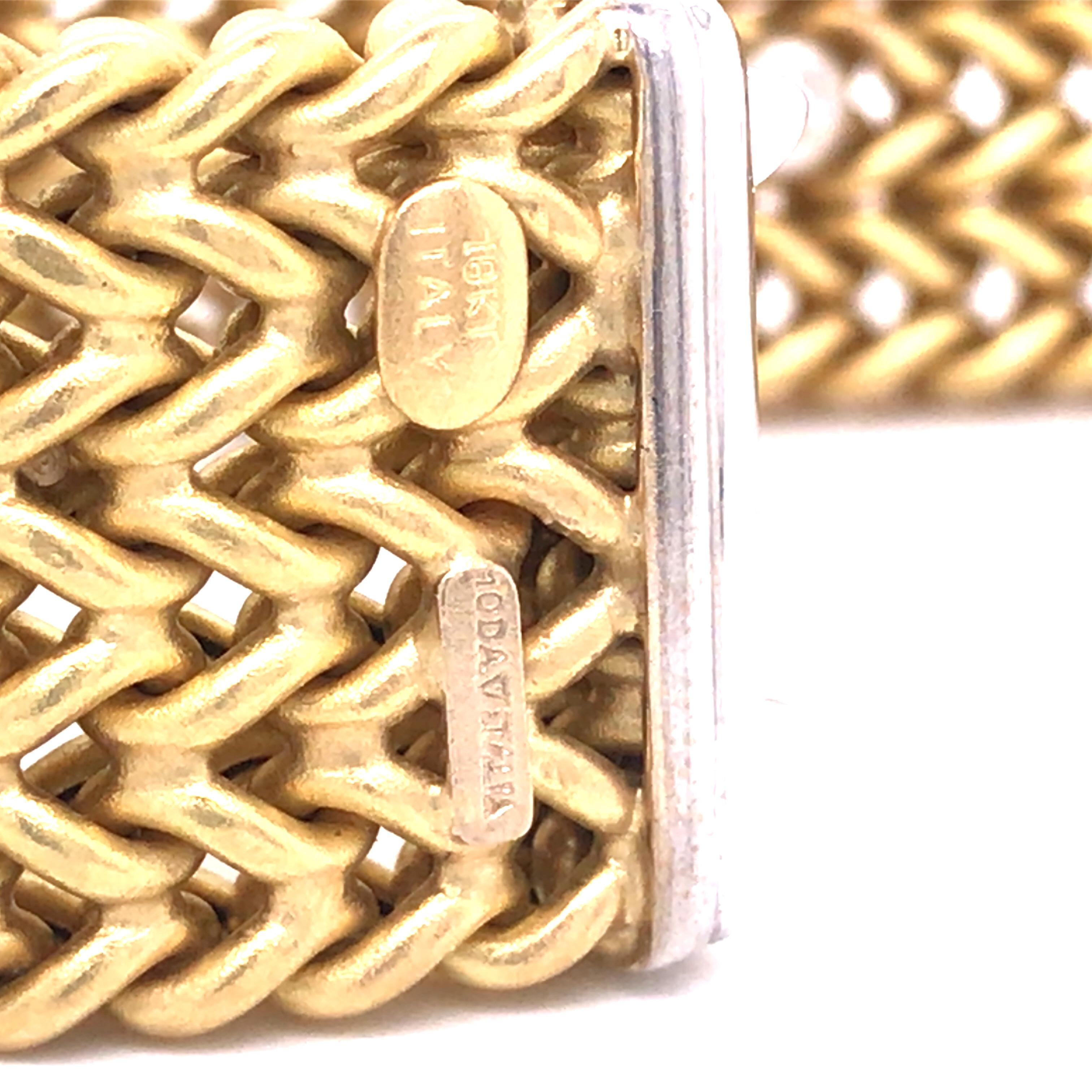 18K Diamond Sapphire Woven Bracelet Two-Tone Gold For Sale 2