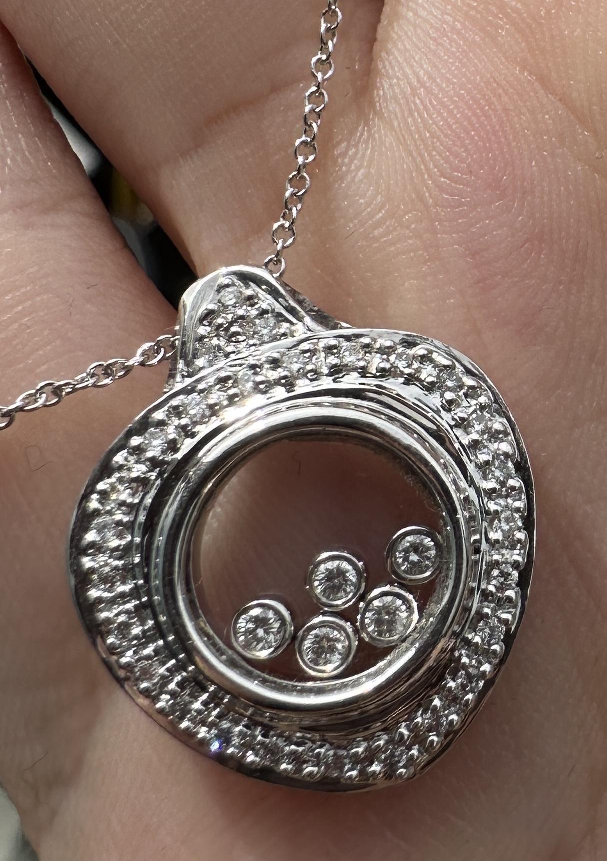 Round Cut 18k Diamond Shaker Locket Pendant Necklace For Sale