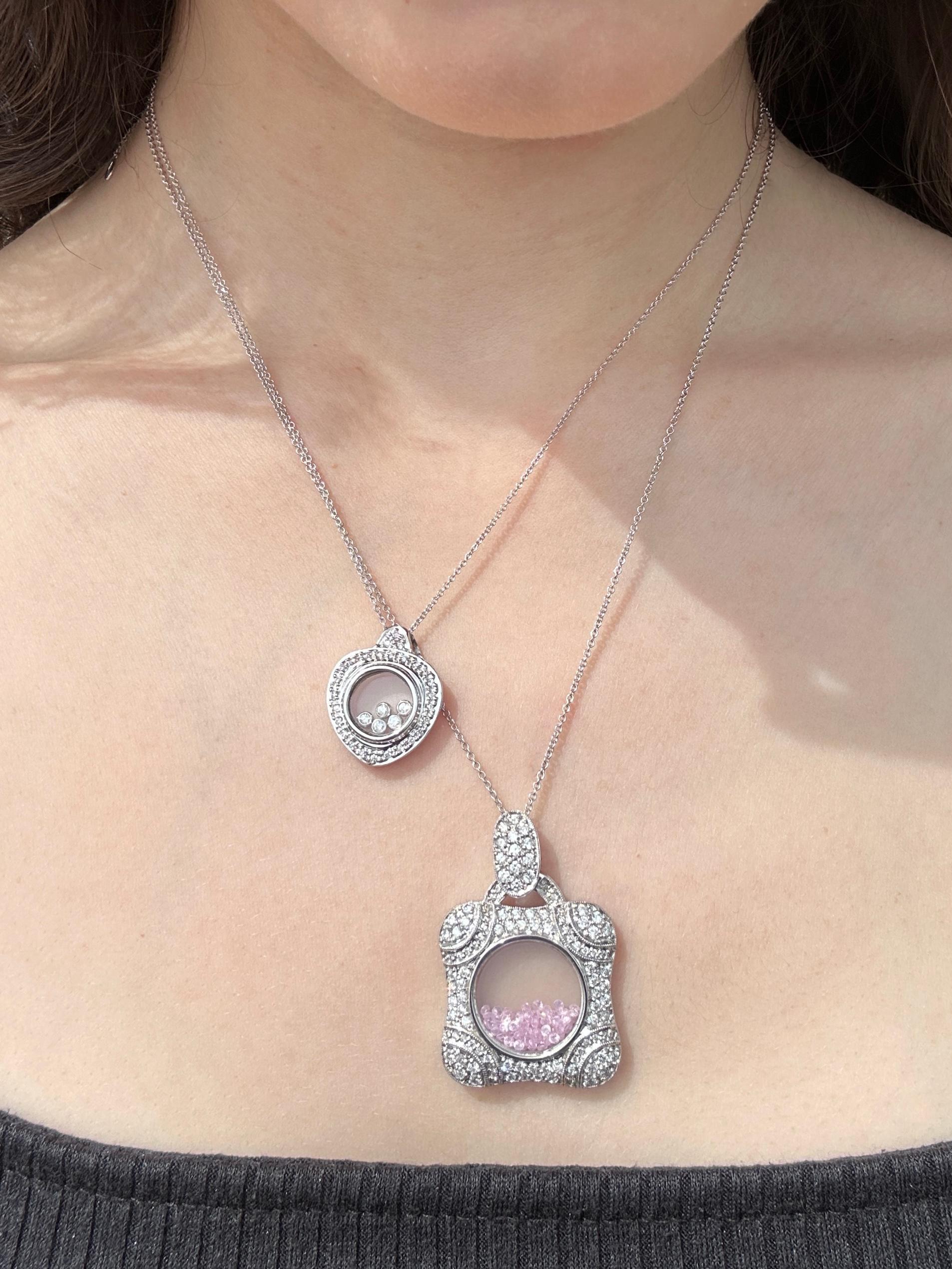 18k Diamond Shaker Locket Pendant Necklace In Good Condition For Sale In New York, NY