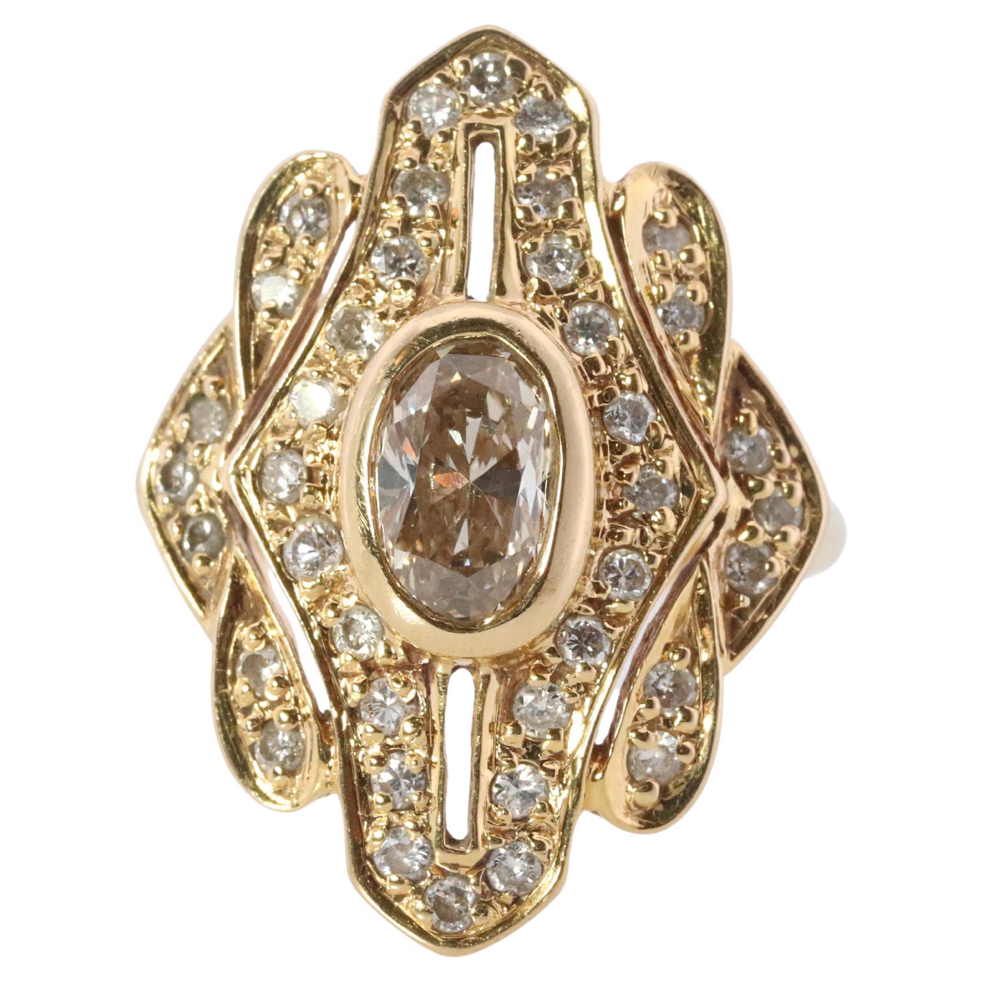 18 Karat Diamant-Schildkrötenring aus 18 Karat Gelbgold mit Diamanten und filigranem, offenem Design. im Angebot