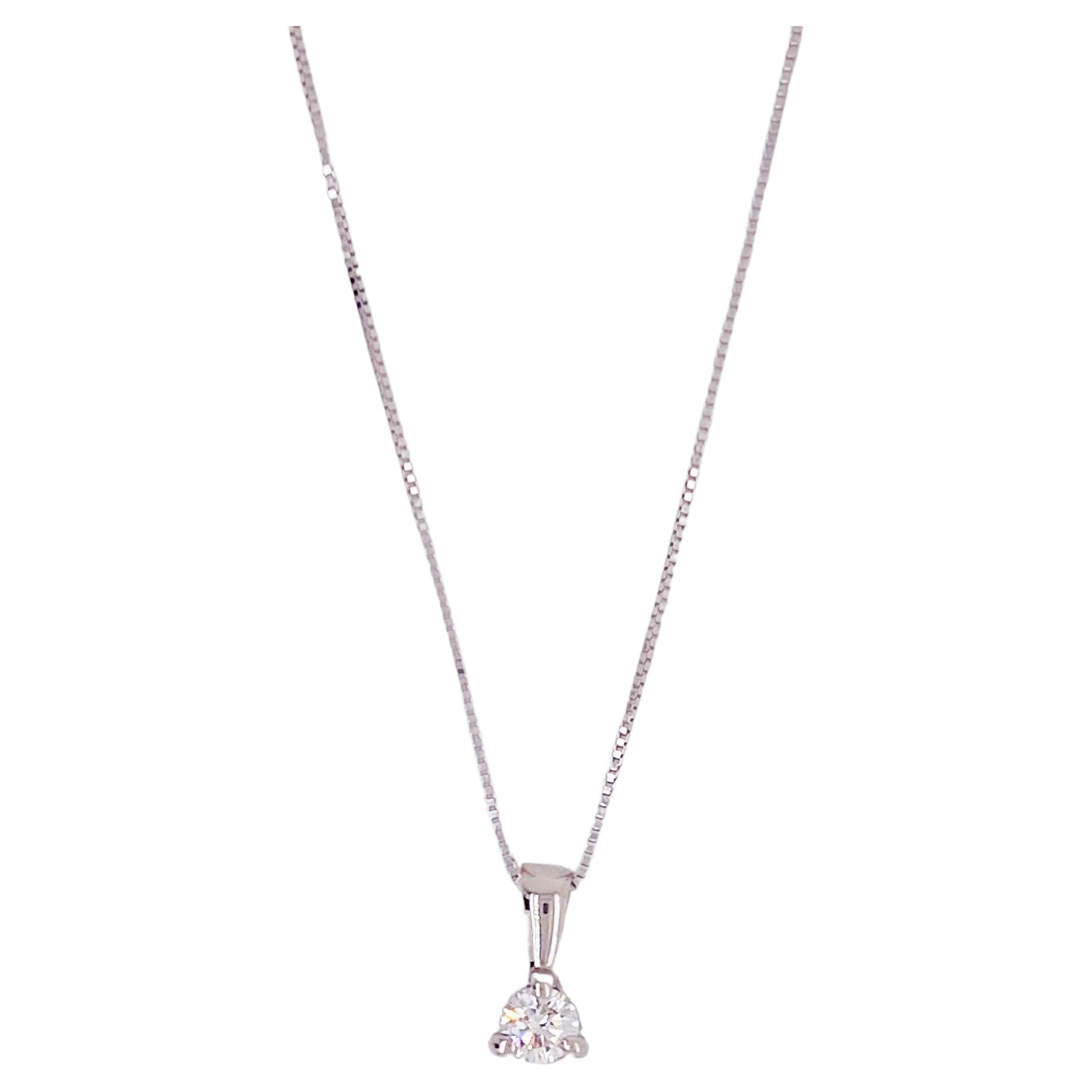 Diamond Solitaire .20 Carat 18K White Gold Necklace Color G Clarity VS (LV)