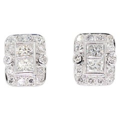 18k Diamant Ohrstecker Damen Weißgold VVS Princess Cut Klassisch Luxe