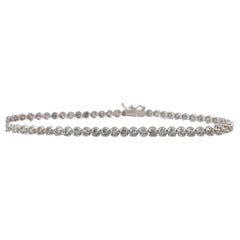 Pulsera de tenis de diamantes de 18k. Pulsera de tenis de oro blanco de 18 quilates con diamantes redondos. 2CTW