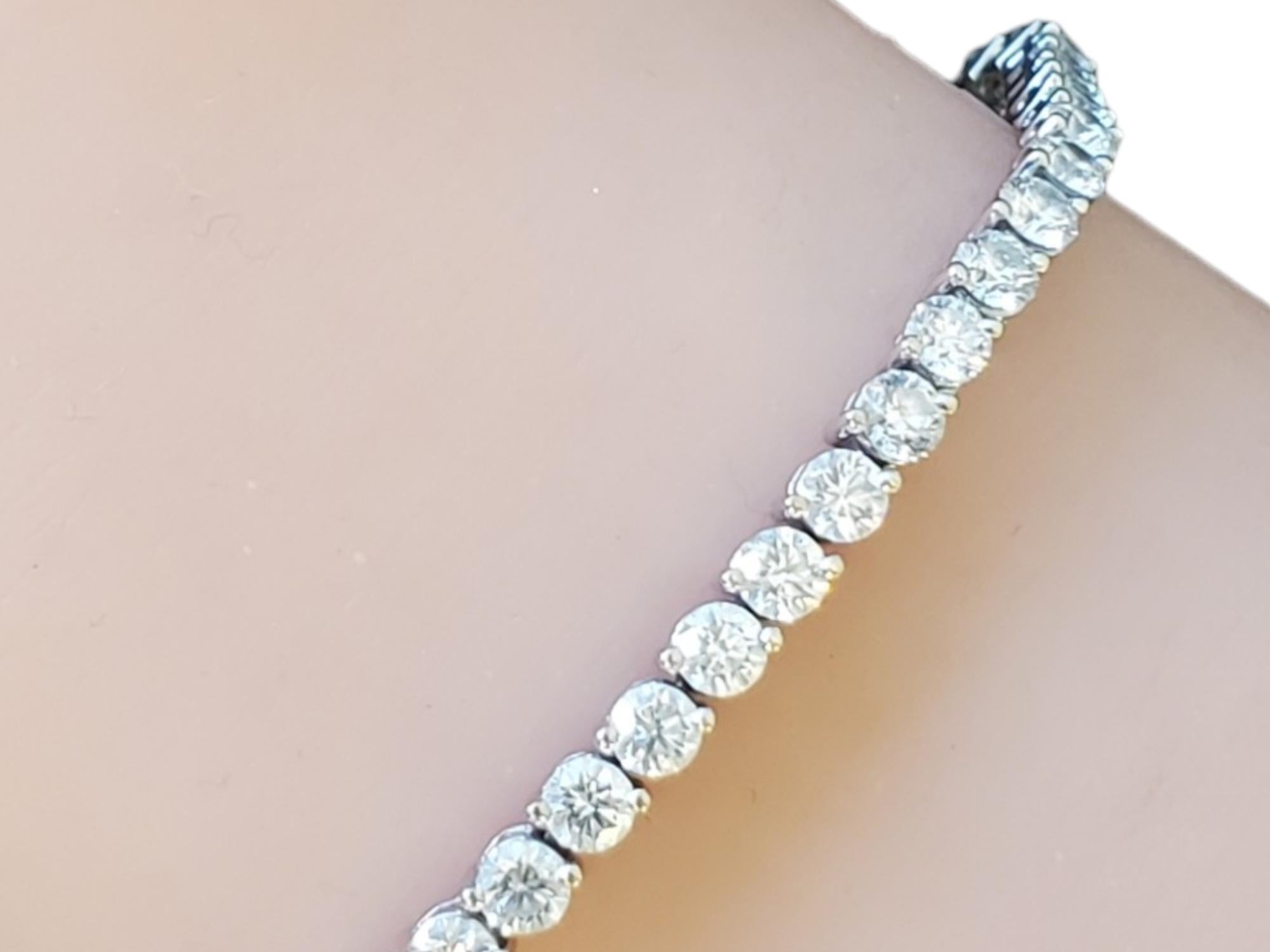 18K Diamond Tennis Bracelet 7.5tcw G VS Natural Diamonds White Gold For Sale 2