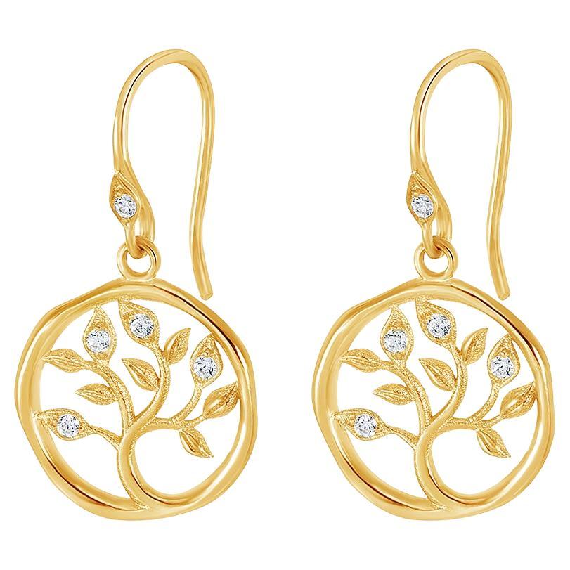 18k Diamond Tree of Life Talisman Earrings For Sale