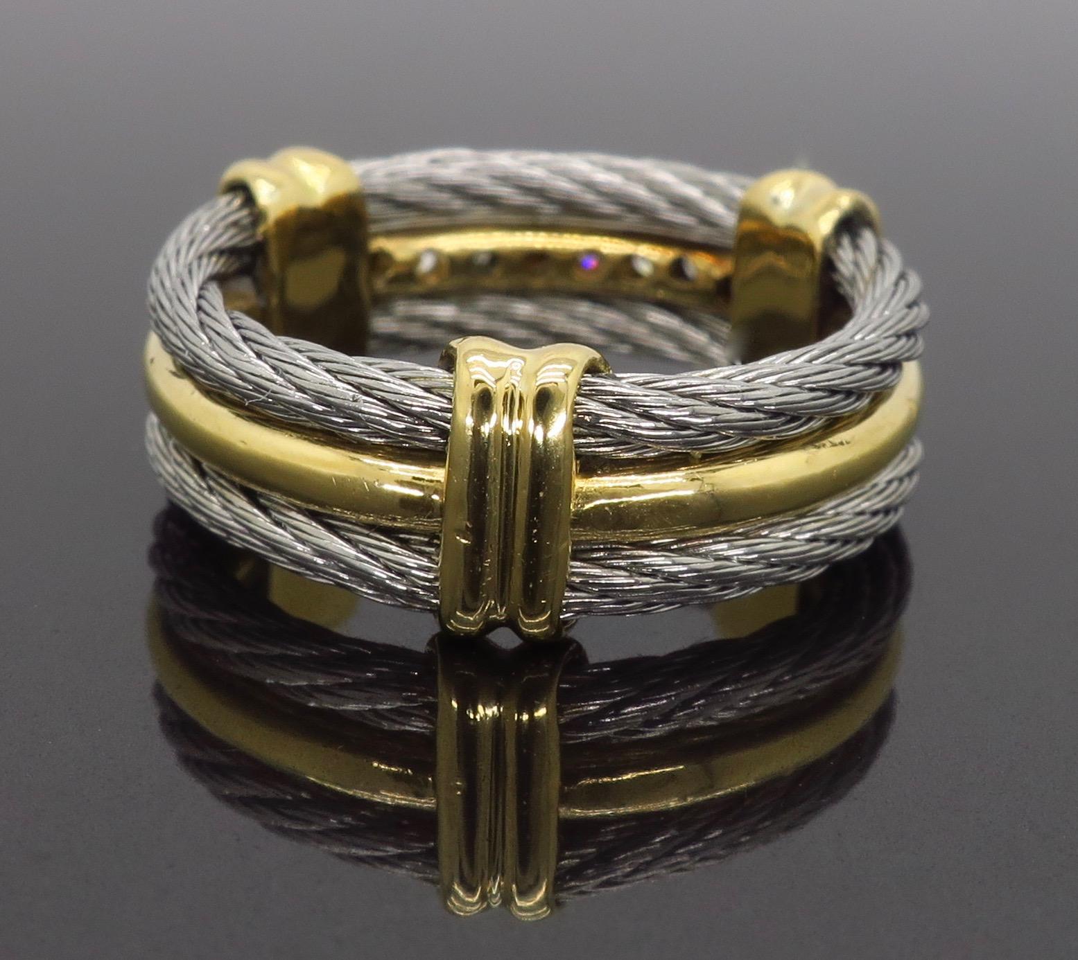 Women's or Men's 18 Karat Diamond Twisted Rope Ring