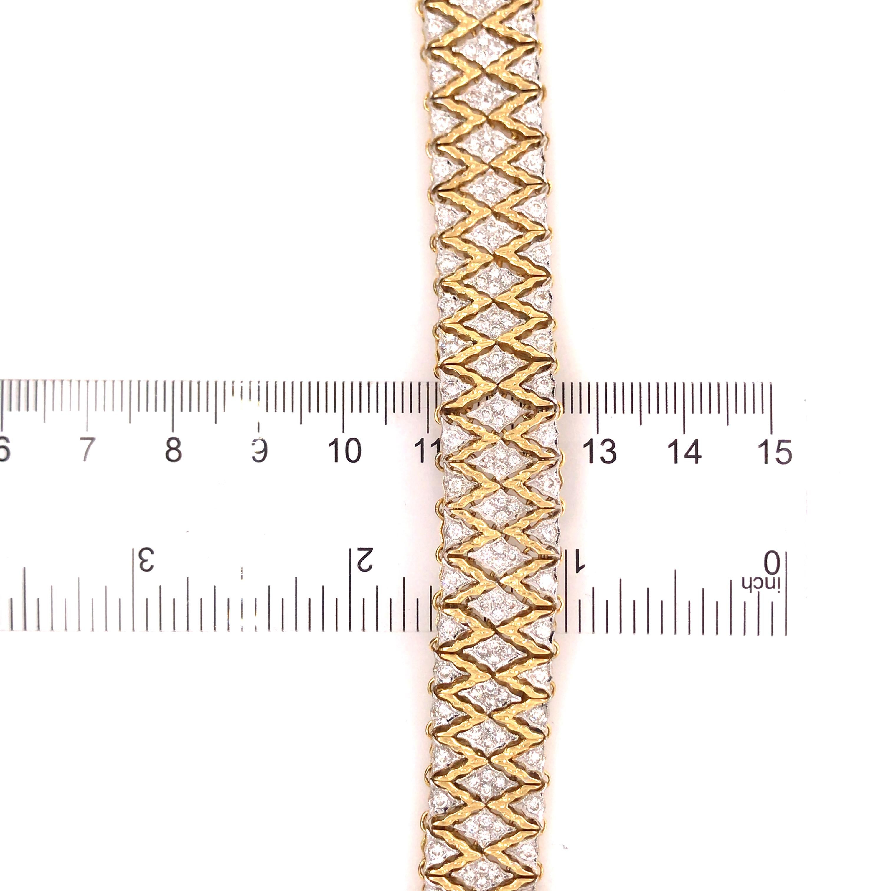 18K Diamond Weave Bracelet Two-Tone Gold In Good Condition For Sale In Boca Raton, FL