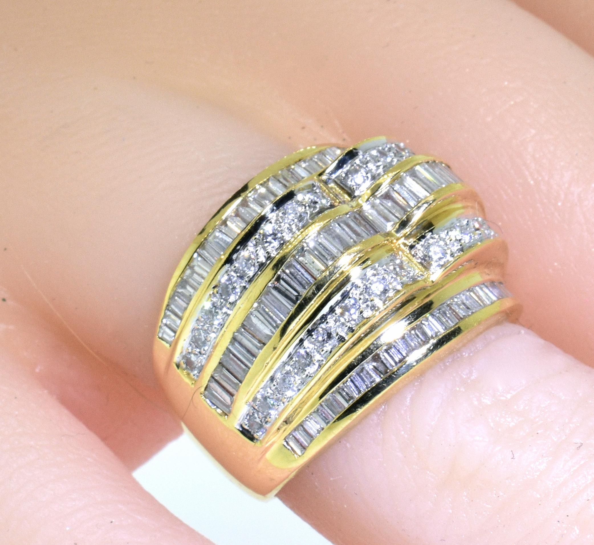 18 Karat Diamond Wide 5-Row Ring 6