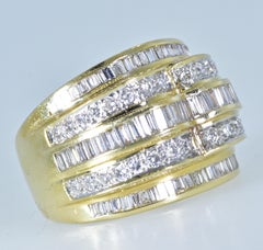 18 Karat Diamond Wide 5-Row Ring