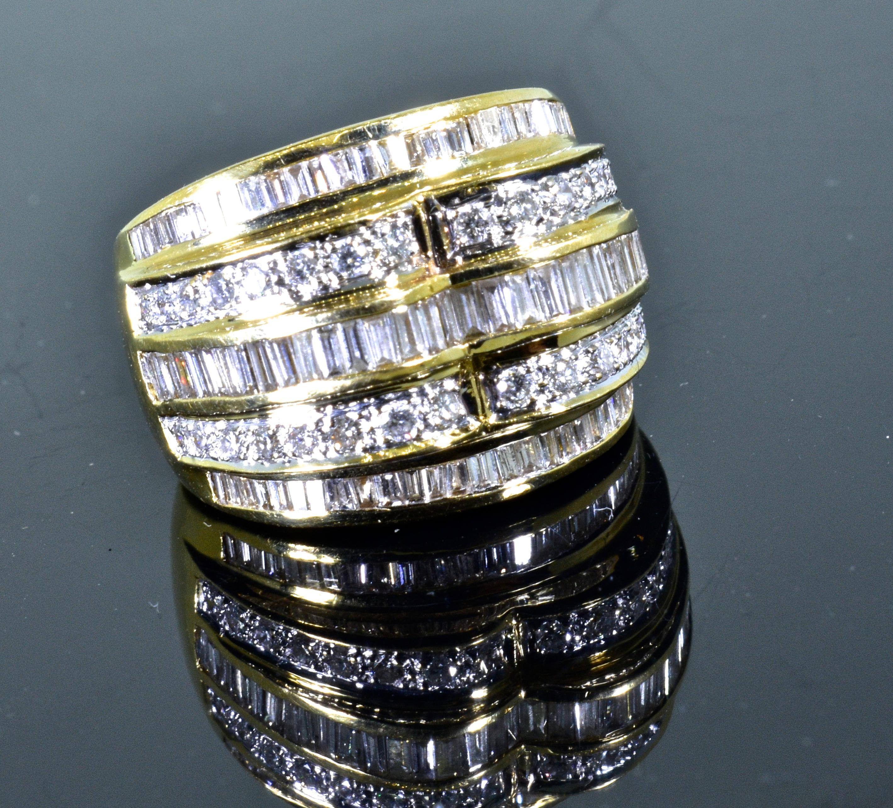 18 Karat Diamond Wide 5-Row Ring 1