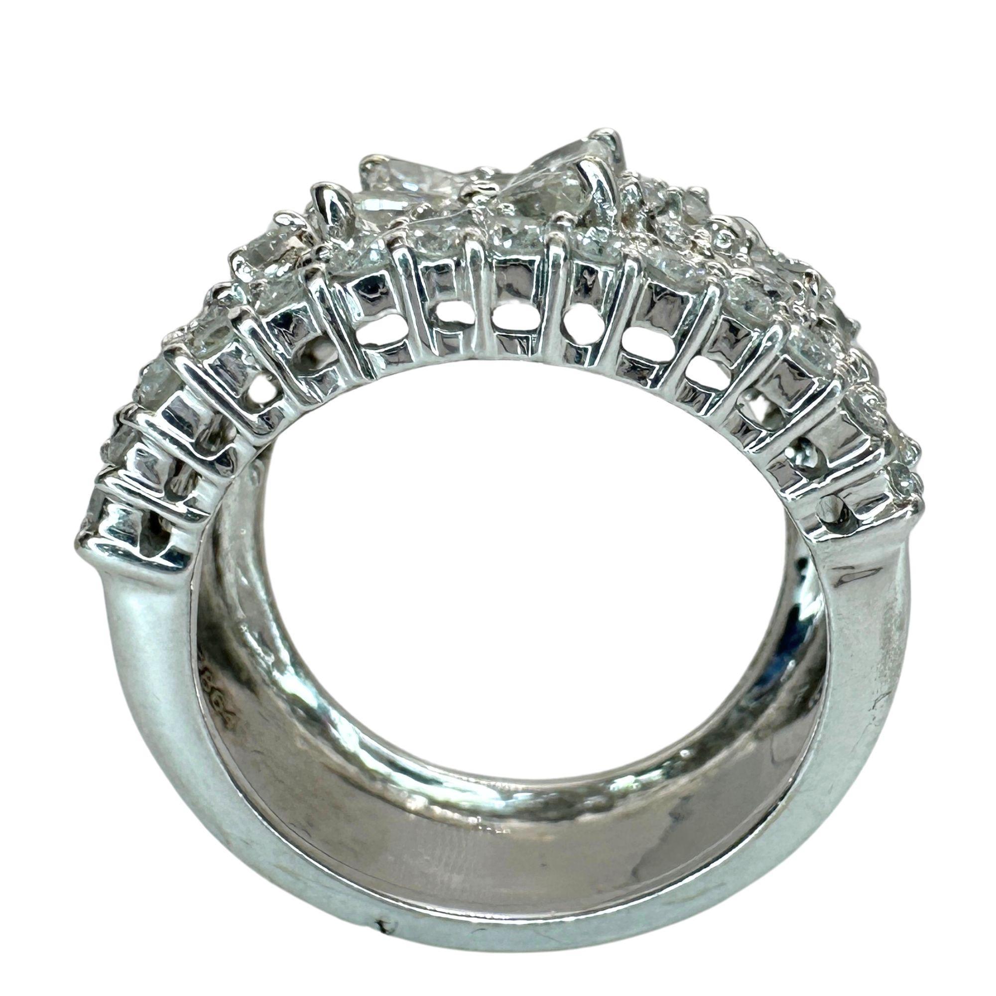Round Cut 18k Diamond Wide Band Ring For Sale