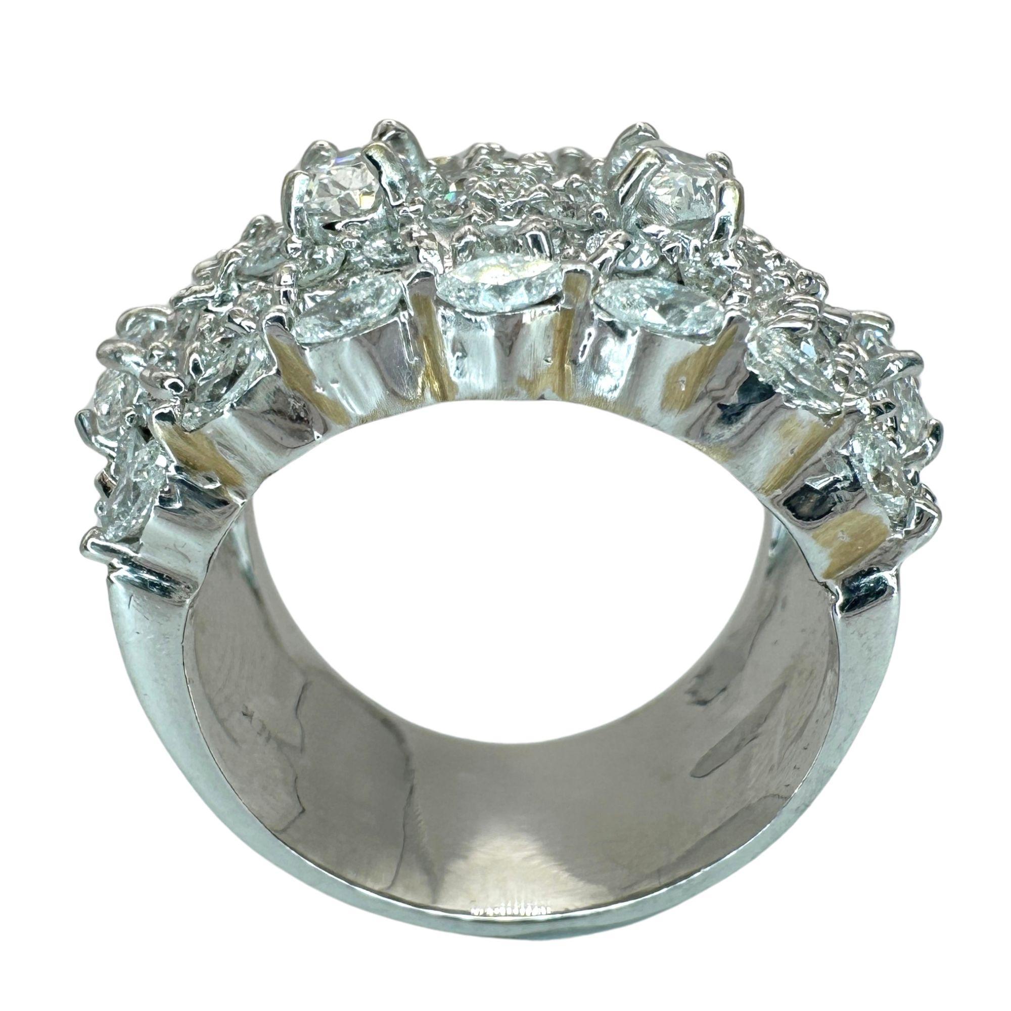 Marquise Cut 18k Diamond Wide Band Ring For Sale
